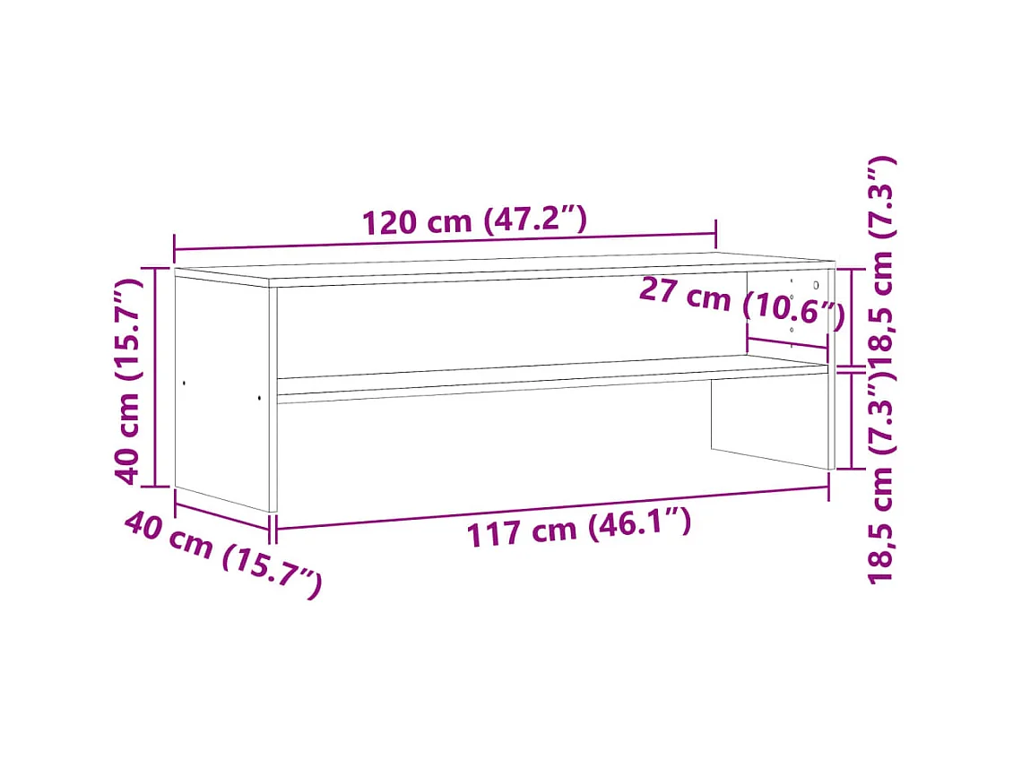 Meuble TV vieux bois 120x40x40 cm bois d'ingénierie