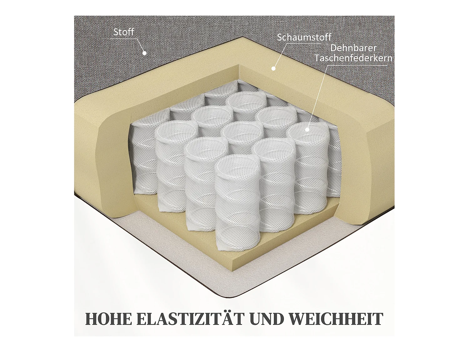 Elektrische tv-fauteuil met heffunctie, Relax met massage- en verwarmingsfunctie, stoffen bekleding, lichtgrijs (91x89x106 cm)