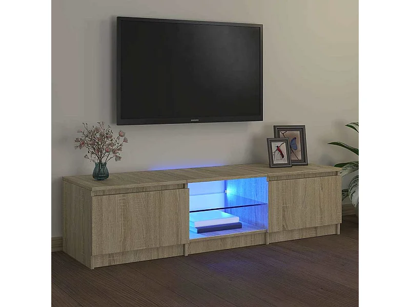TV-meubel met LED-verlichting Sonoma eiken 140x40x36 cm