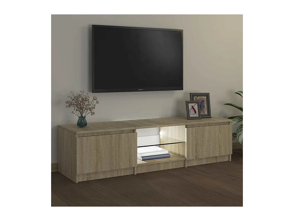 Meuble TV avec lumières LED chêne sonoma 140x40x36 cm