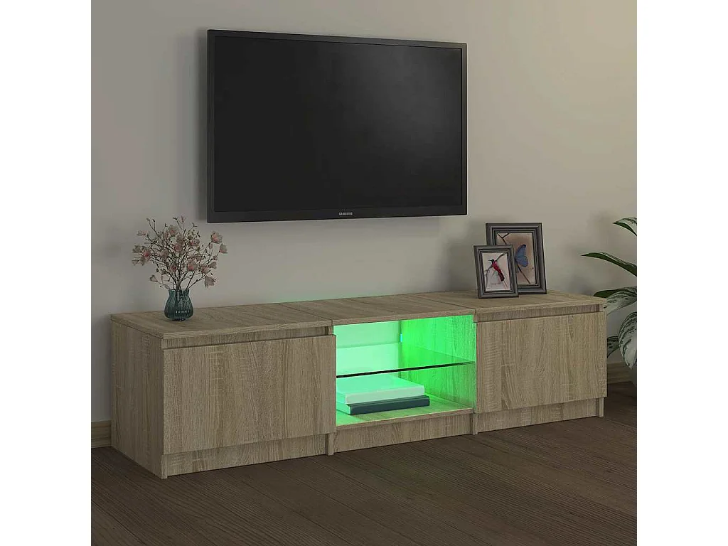 Mobile TV con luci LED Rovere Sonoma 140x40x36 cm