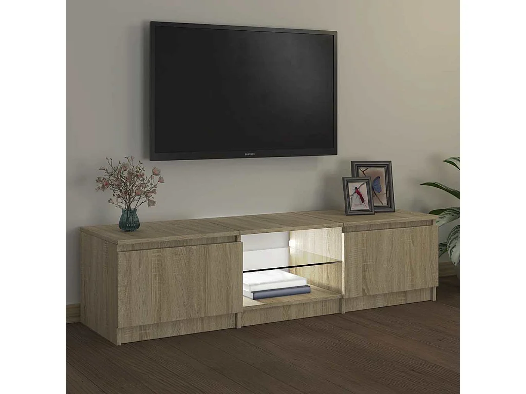 Mobile TV con luci LED Rovere Sonoma 140x40x36 cm