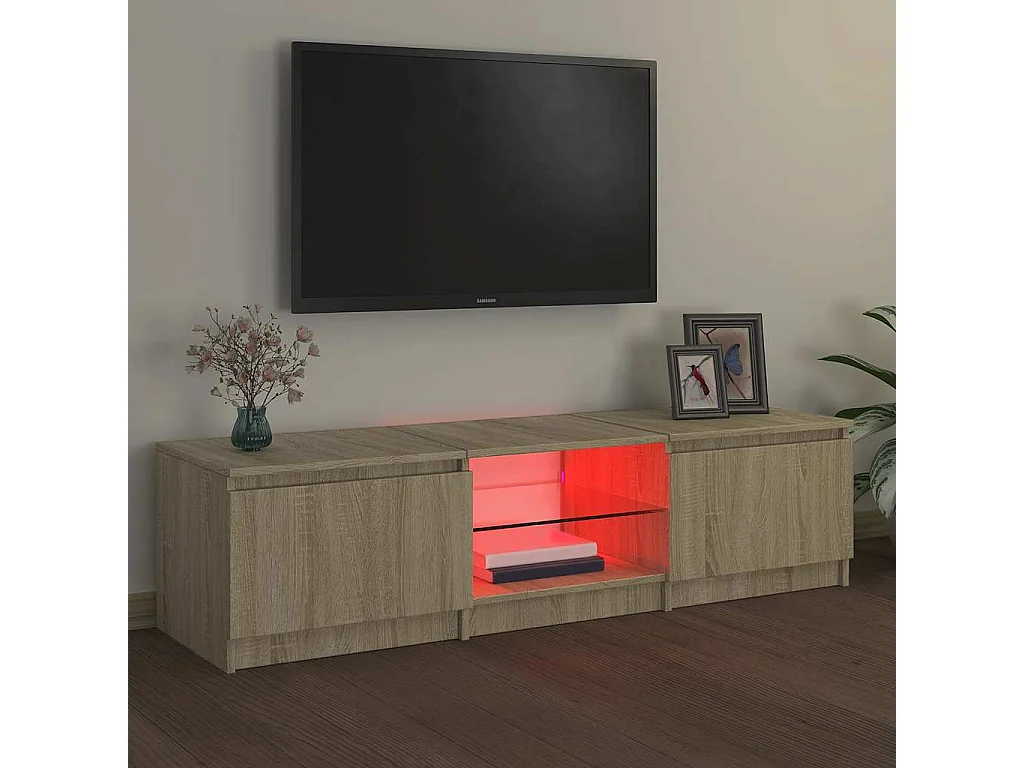 Mobile TV con luci LED Rovere Sonoma 140x40x36 cm