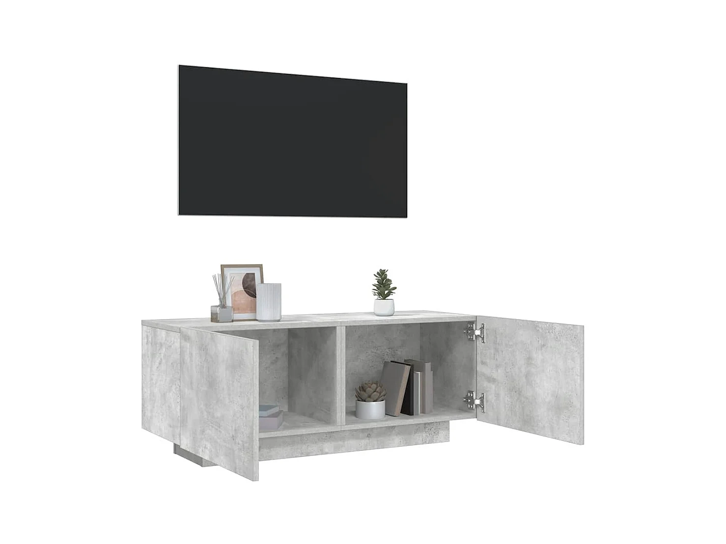 Betongrijs tv-meubel 100x35x40 cm bewerkt hout