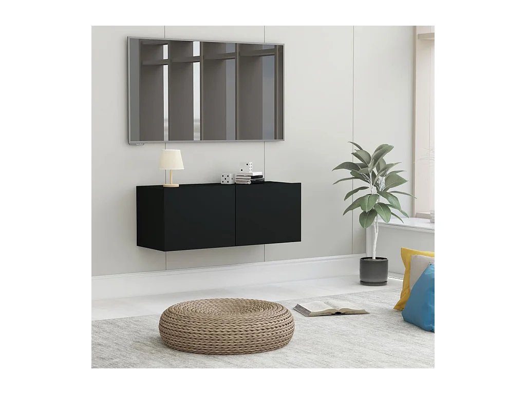 Meuble TV Noir 80x30x30 cm Bois d’ingénierie