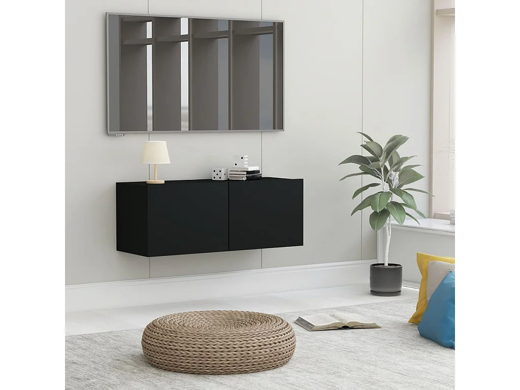 Mueble de TV negro 80x30x30 cm Madera de ingeniería