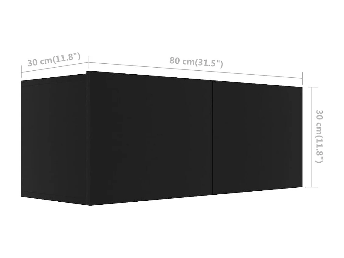 Mueble de TV negro 80x30x30 cm Madera de ingeniería