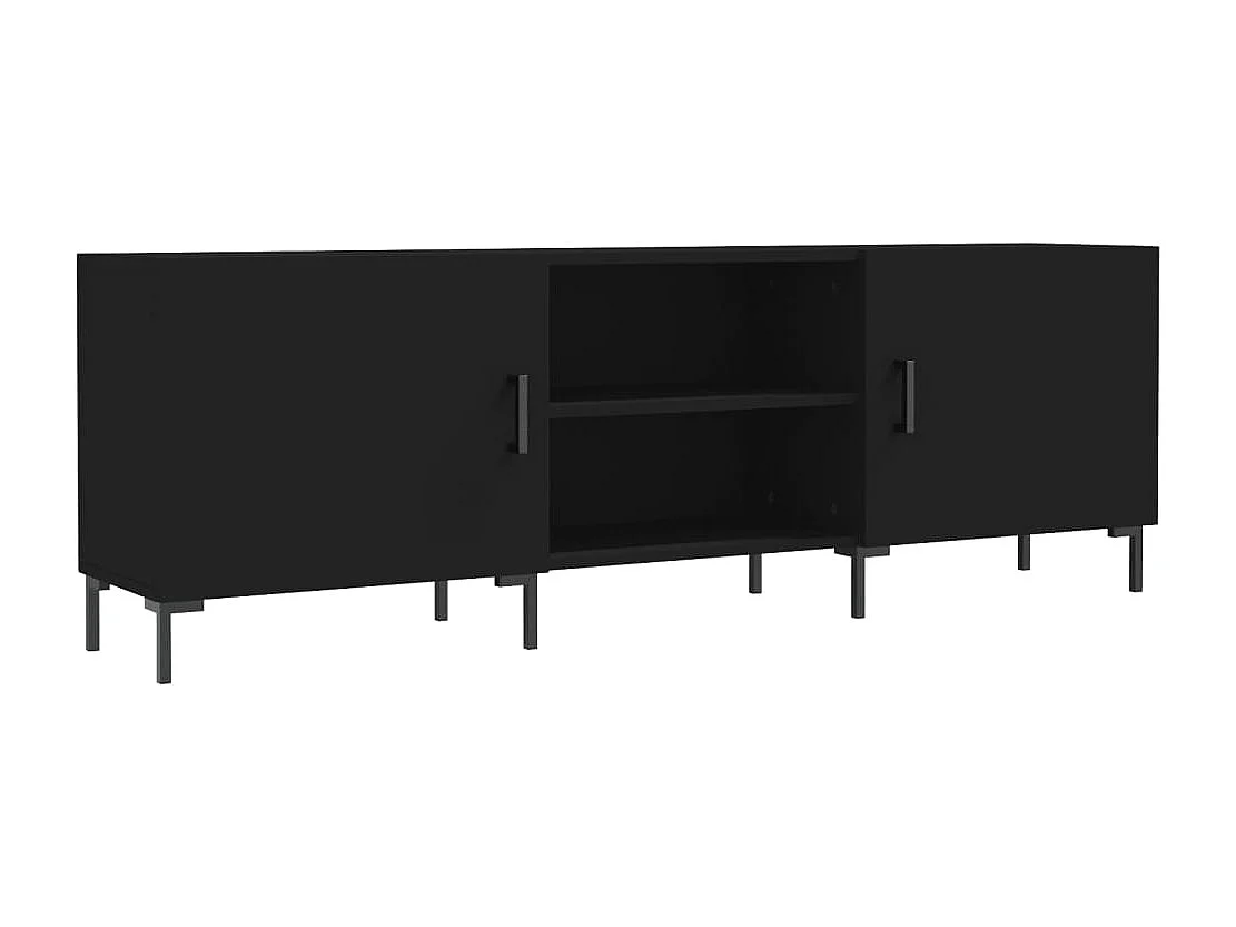 Mueble de TV negro 150x30x50 cm madera de ingeniería
