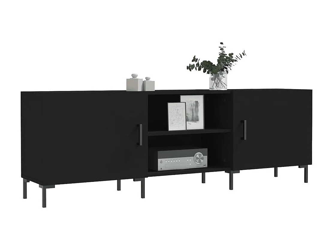 Mueble de TV negro 150x30x50 cm madera de ingeniería