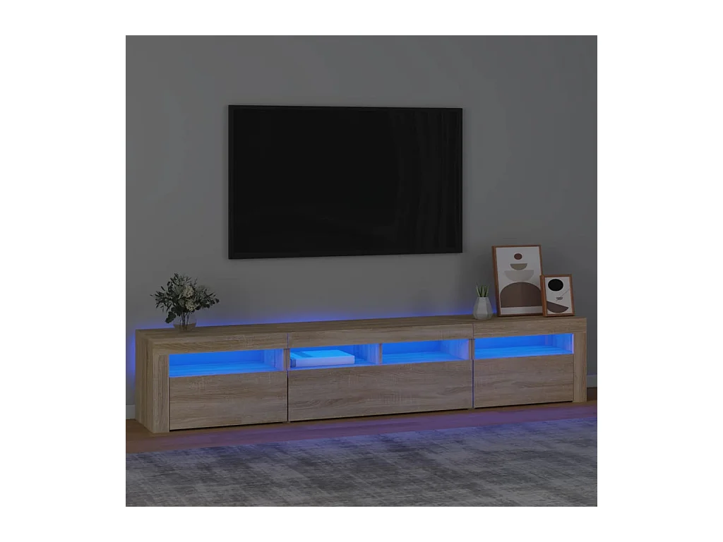 Meuble TV avec lumières LED Chêne sonoma 210x35x40 cm