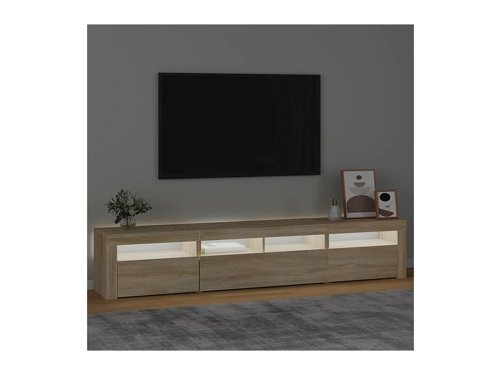 Meuble TV avec lumières LED Chêne sonoma 210x35x40 cm