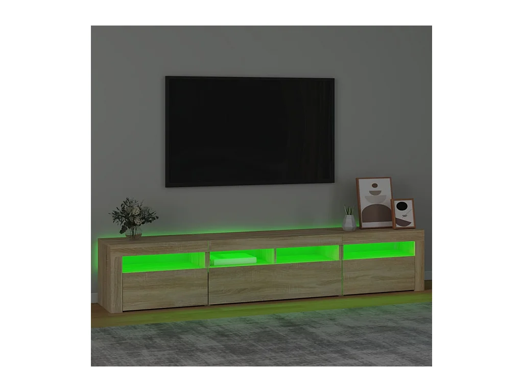 Meuble TV avec lumières LED Chêne sonoma 210x35x40 cm