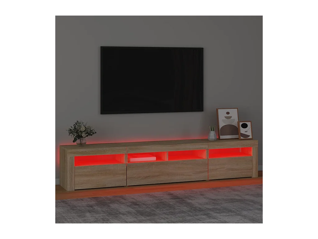 Meuble TV avec lumières LED Chêne sonoma 210x35x40 cm
