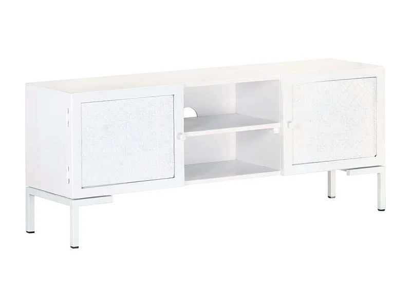 Witte tv-kast 115x30x46 cm Massief mangohout