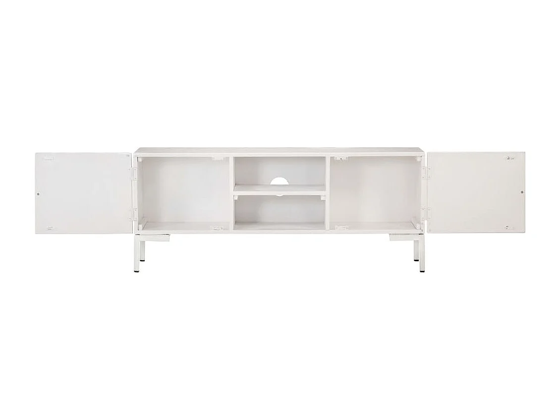 Meuble TV Blanc 115x30x46 cm Bois massif de manguier