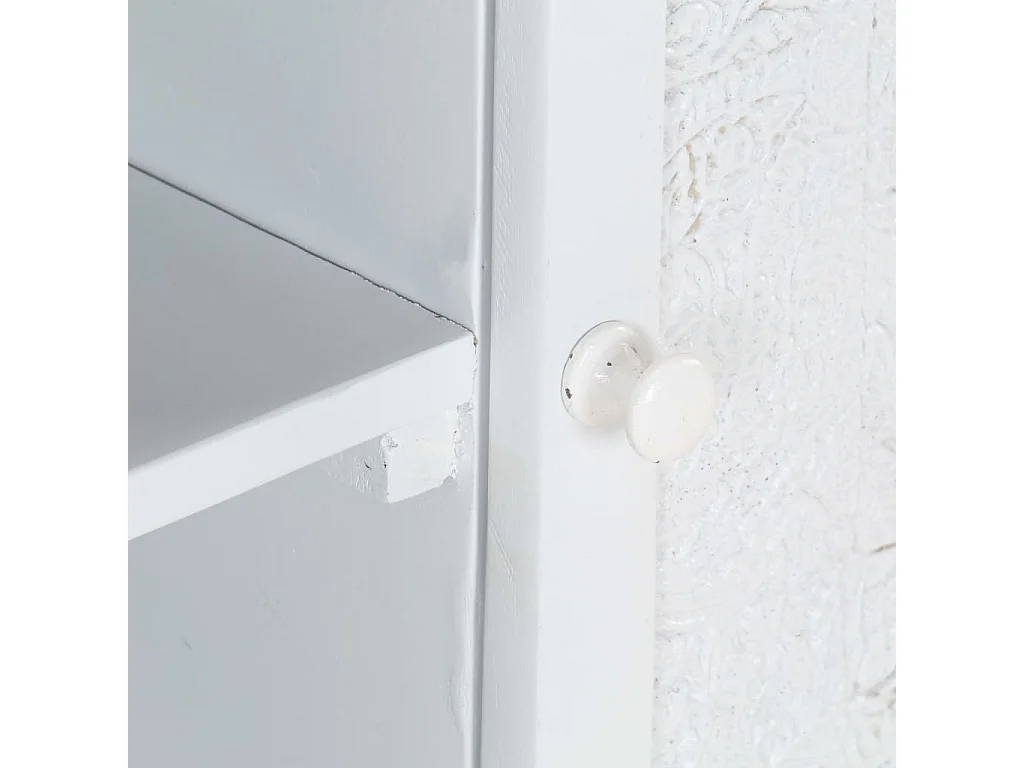 Meuble TV Blanc 115x30x46 cm Bois massif de manguier