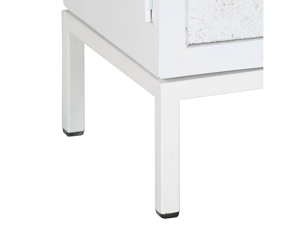 Meuble TV Blanc 115x30x46 cm Bois massif de manguier