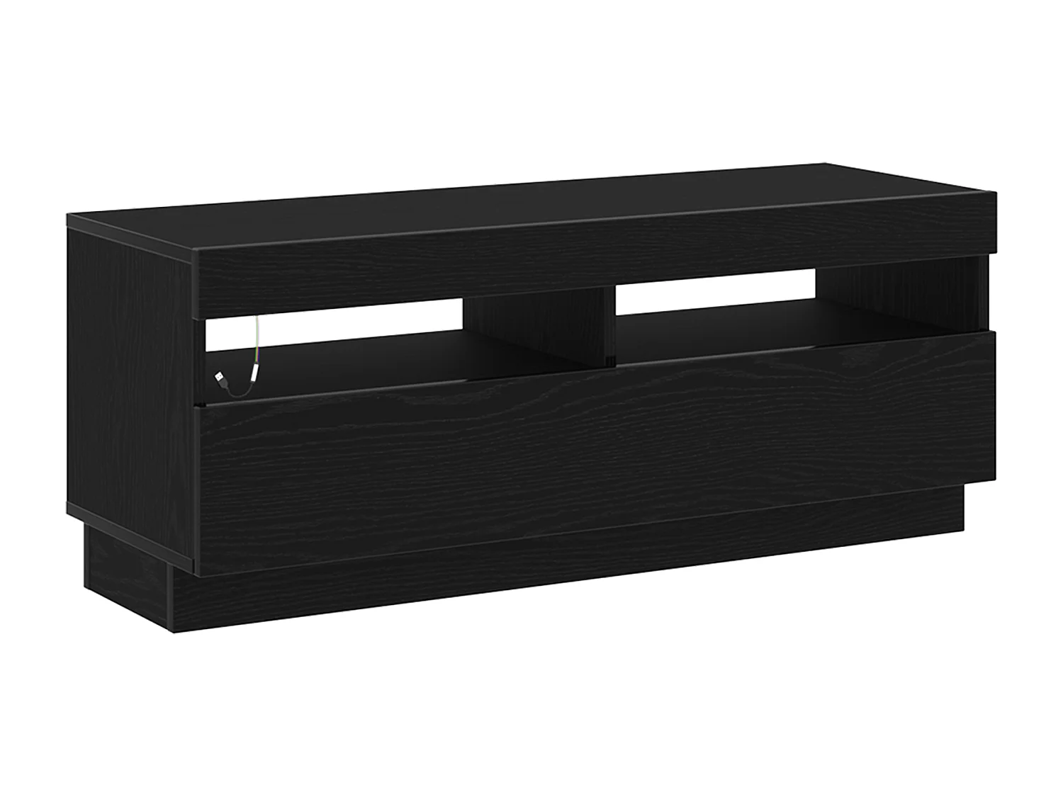 Meuble TV avec lumières LED en chêne noir 200x35x40 cm