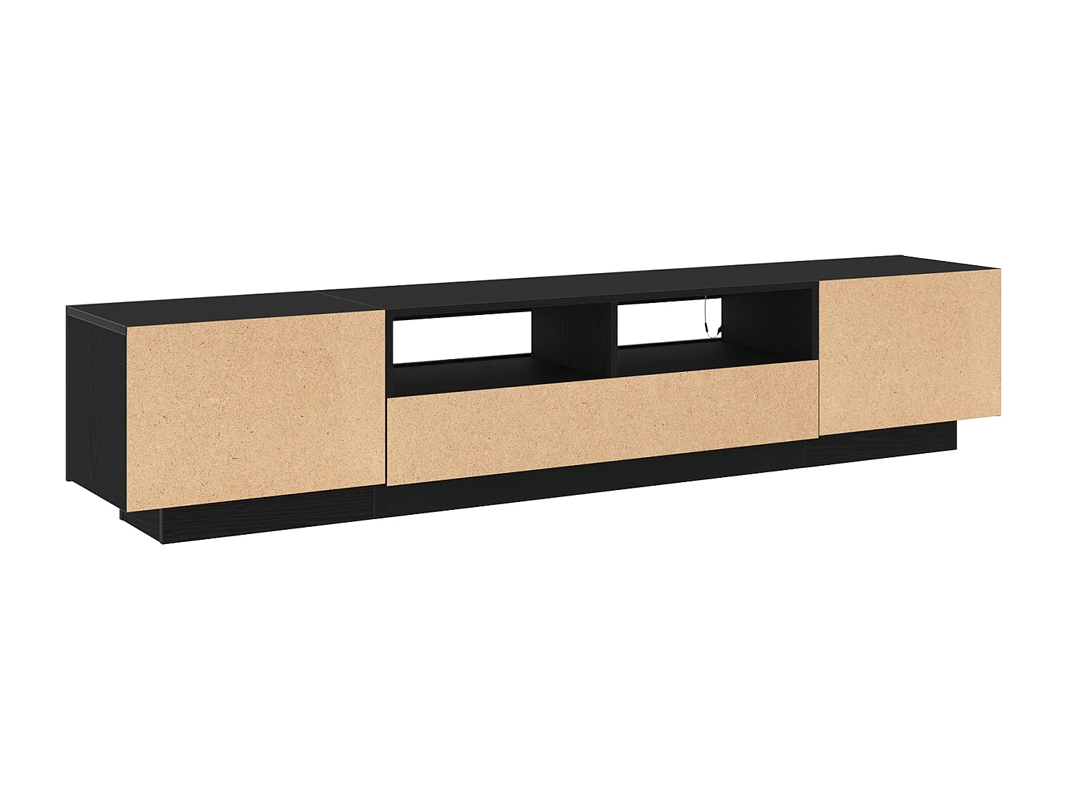 Meuble TV avec lumières LED en chêne noir 200x35x40 cm