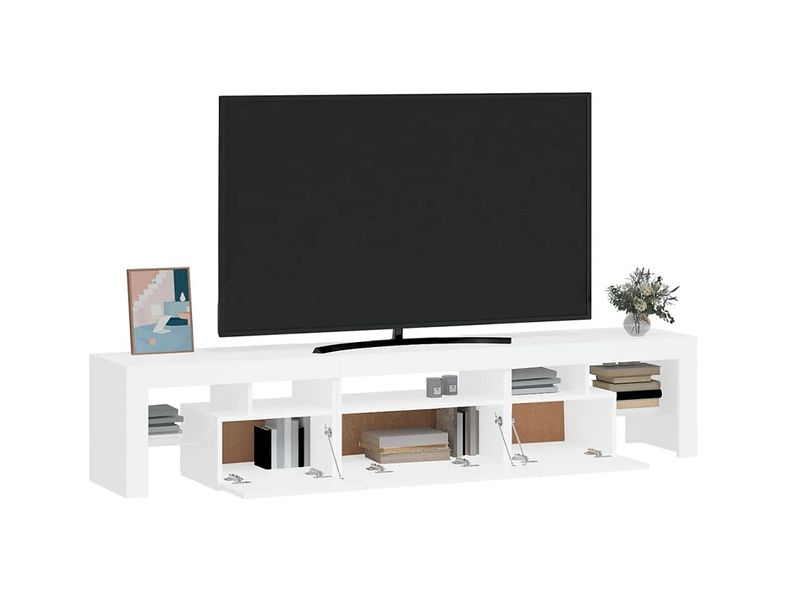 Meuble TV avec lumières LED Blanc 200x36,5x40 cm