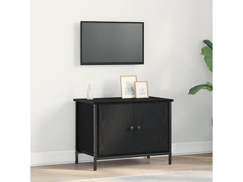 Zwarte eiken tv-kast Zwarte eik Bewerkt hout 60 x 35 x 45 cm