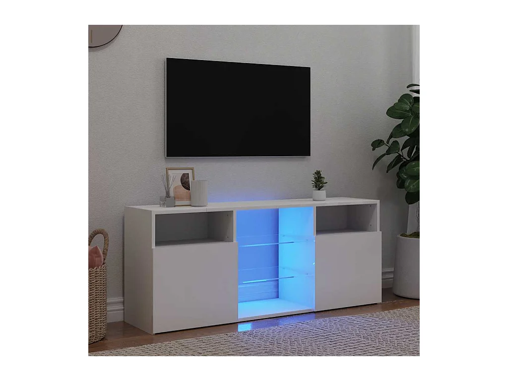 Meuble TV avec lumières LED blanc 120x30x50 cm