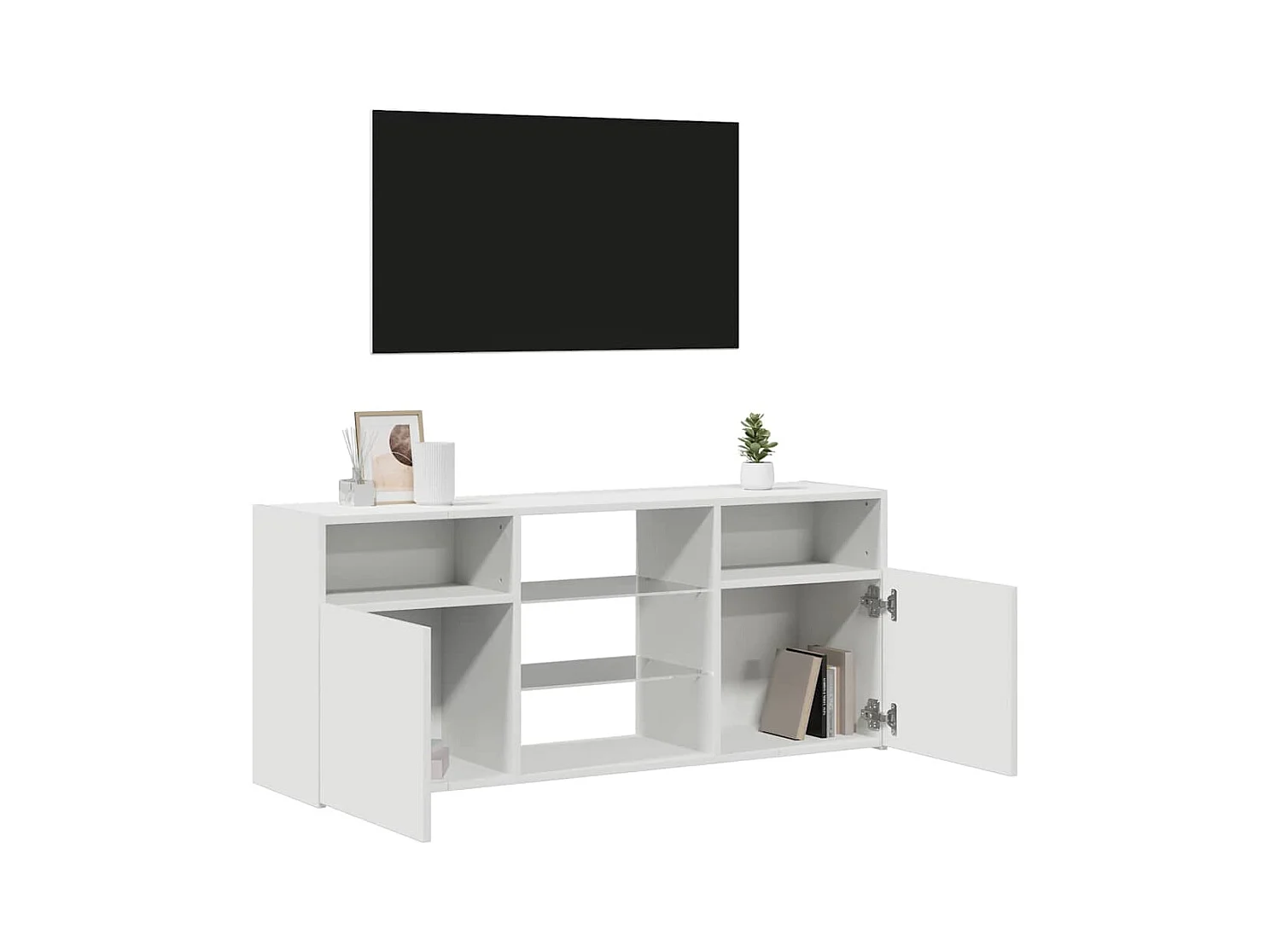 Meuble TV avec lumières LED blanc 120x30x50 cm