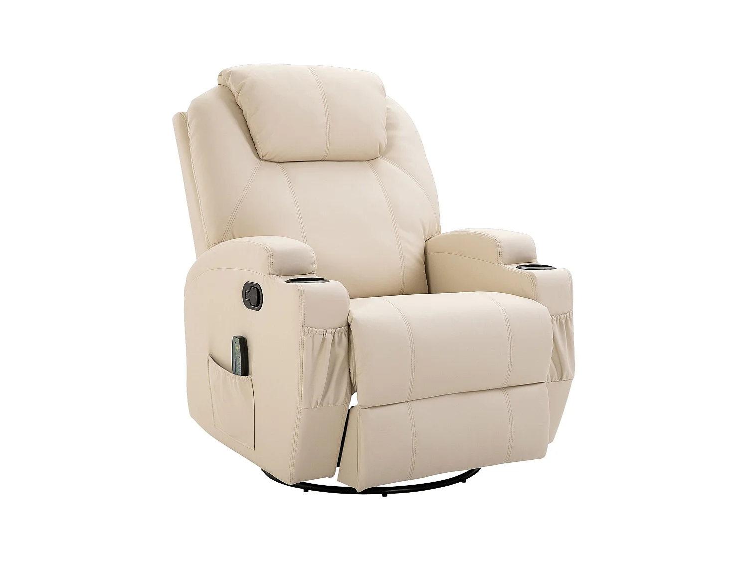 Fauteuil de relaxation avec fonction de massage, 5 modes, revêtement en simili cuir, crème (84x92x109 cm)