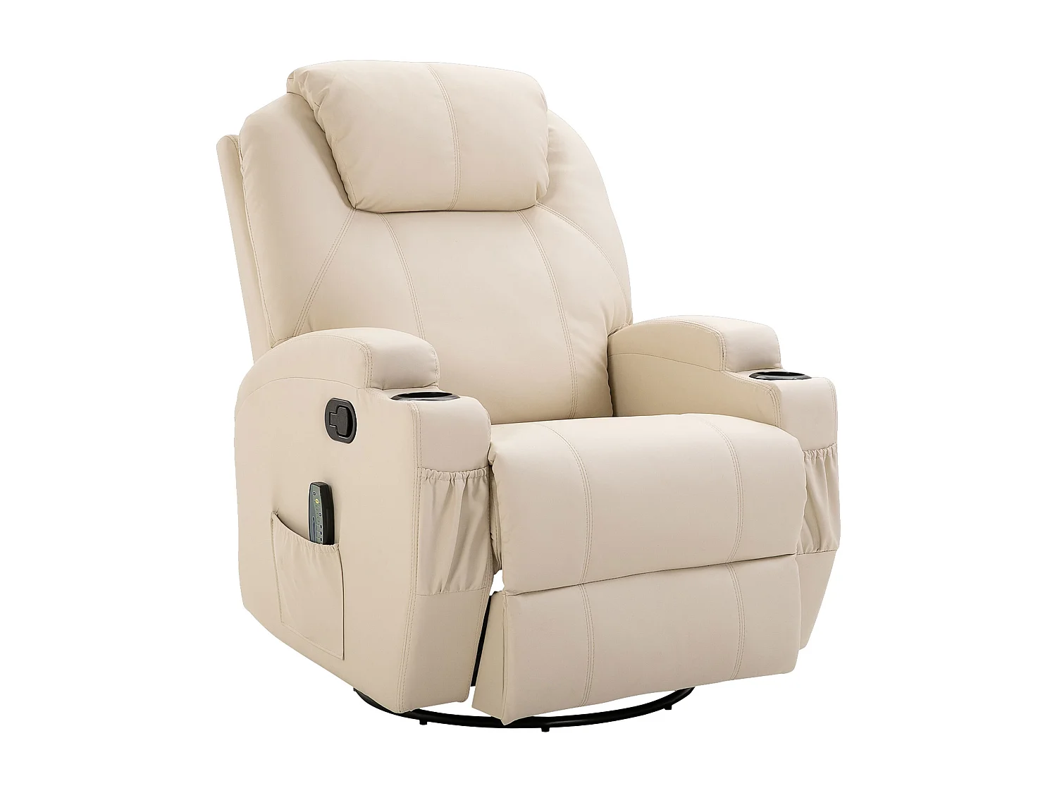 Fauteuil de relaxation avec fonction de massage, 5 modes, revêtement en simili cuir, crème (84x92x109 cm)