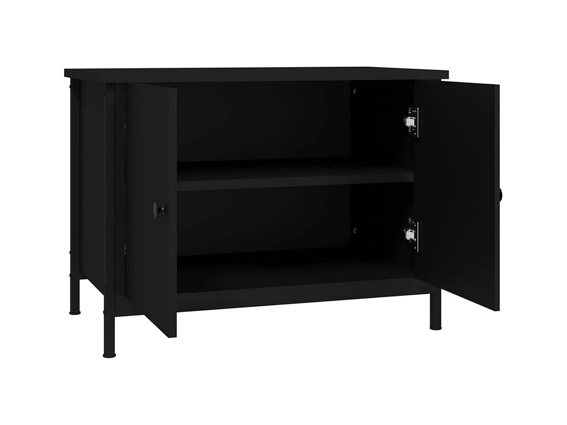 Meuble TV avec portes noir 60x35x45 cm bois d'ingénierie