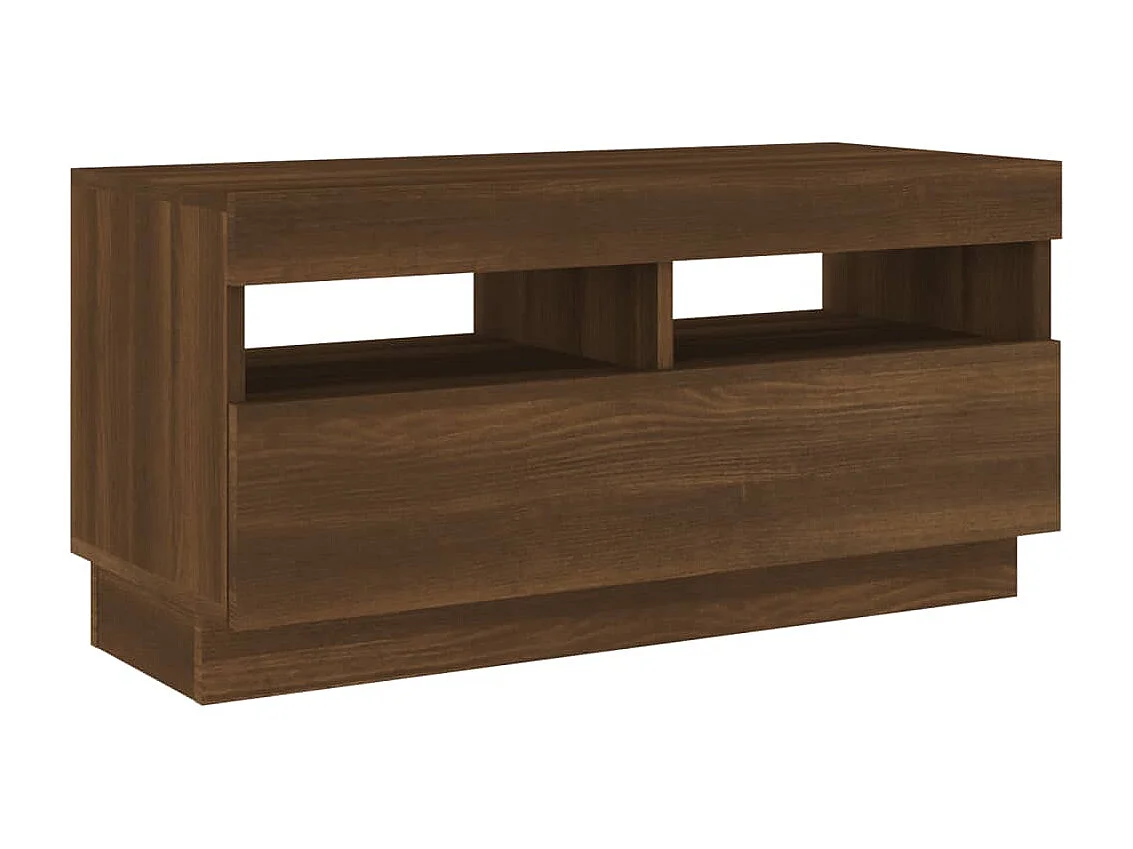 Mueble de TV con luces LED roble marrón 80x35x40 cm
