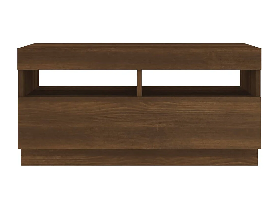 Mueble de TV con luces LED roble marrón 80x35x40 cm