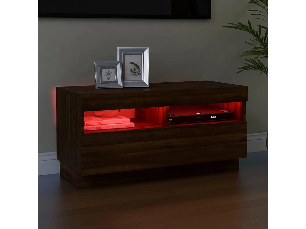 Meuble TV avec lumières LED chêne marron 80x35x40 cm