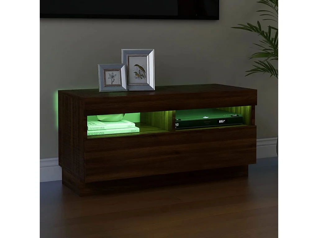 Meuble TV avec lumières LED chêne marron 80x35x40 cm