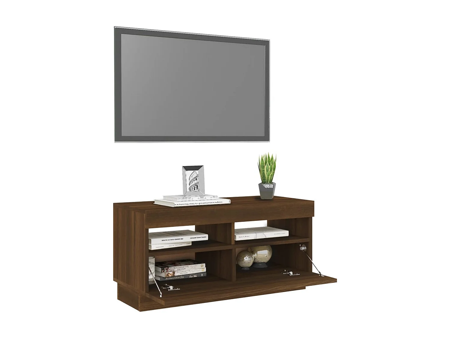 Meuble TV avec lumières LED chêne marron 80x35x40 cm