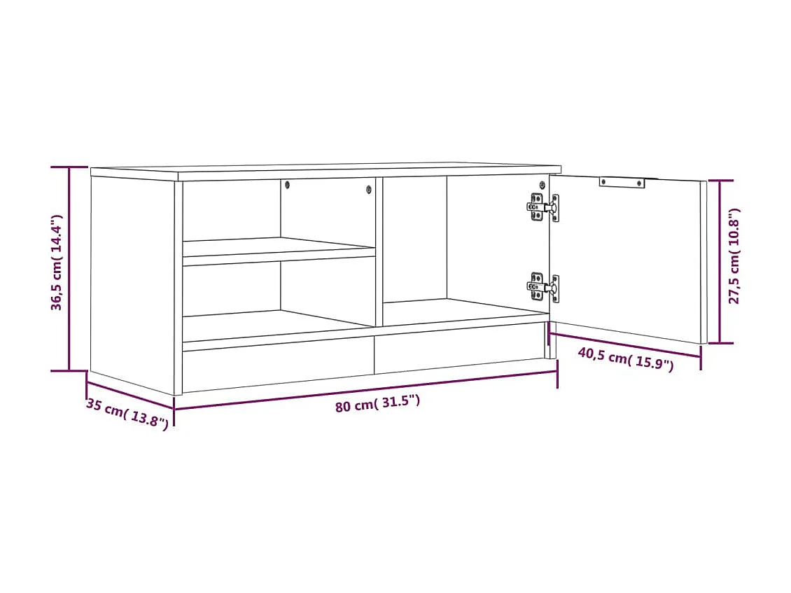 Meuble TV Sonoma gris 80x35x36,5 cm Bois d'ingénierie