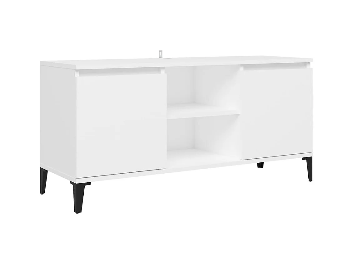 Meuble TV avec pieds en métal Blanc 103,5x35x50 cm