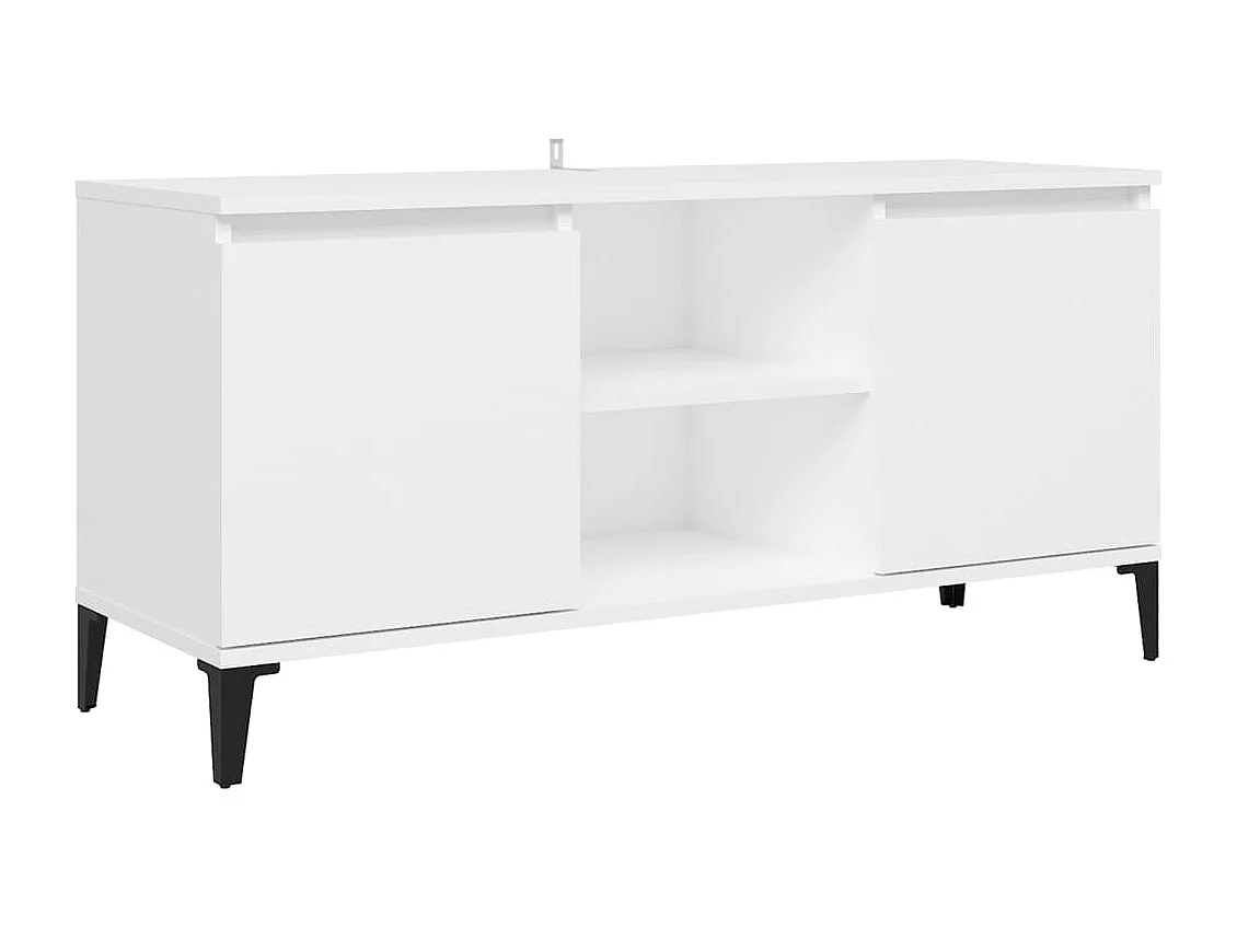 Mobile TV con gambe in metallo Bianco 103,5x35x50 cm