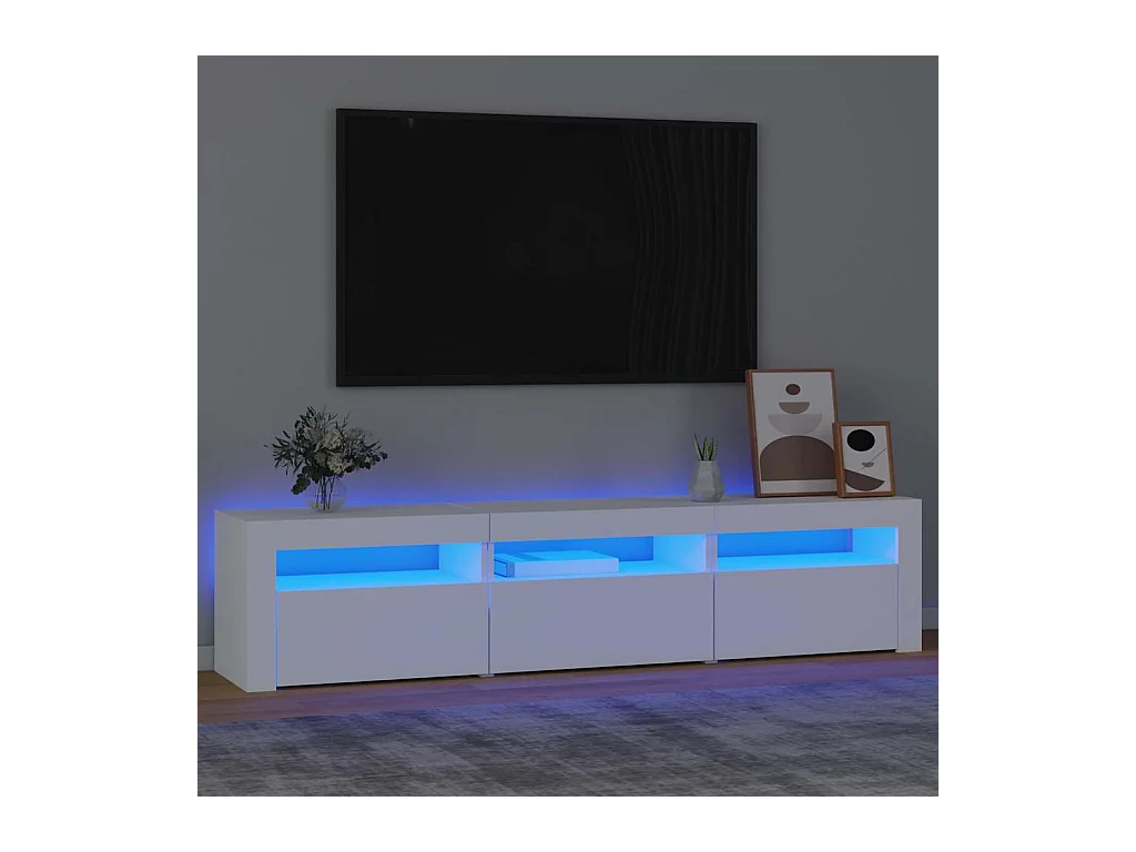 Meuble TV avec lumières LED Blanc 180x35x40 cm