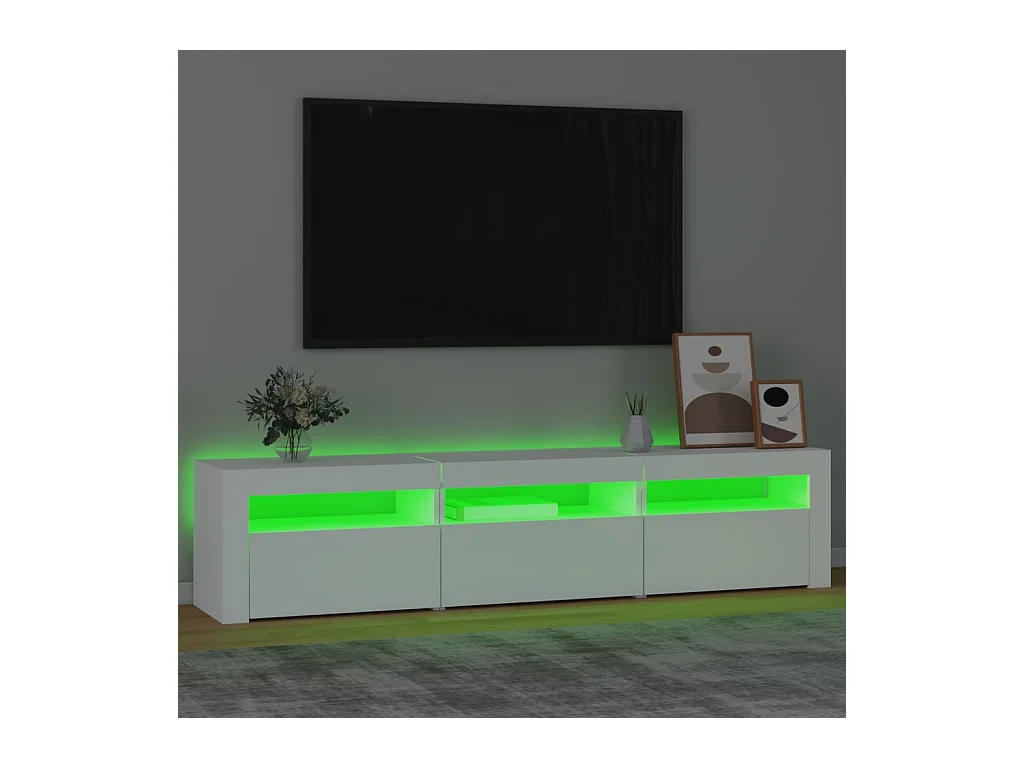 Meuble TV avec lumières LED Blanc 180x35x40 cm
