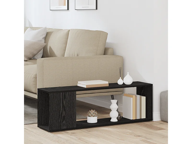 Zwarte eikenhouten boekenkast, 100x24x32 cm, bewerkt hout