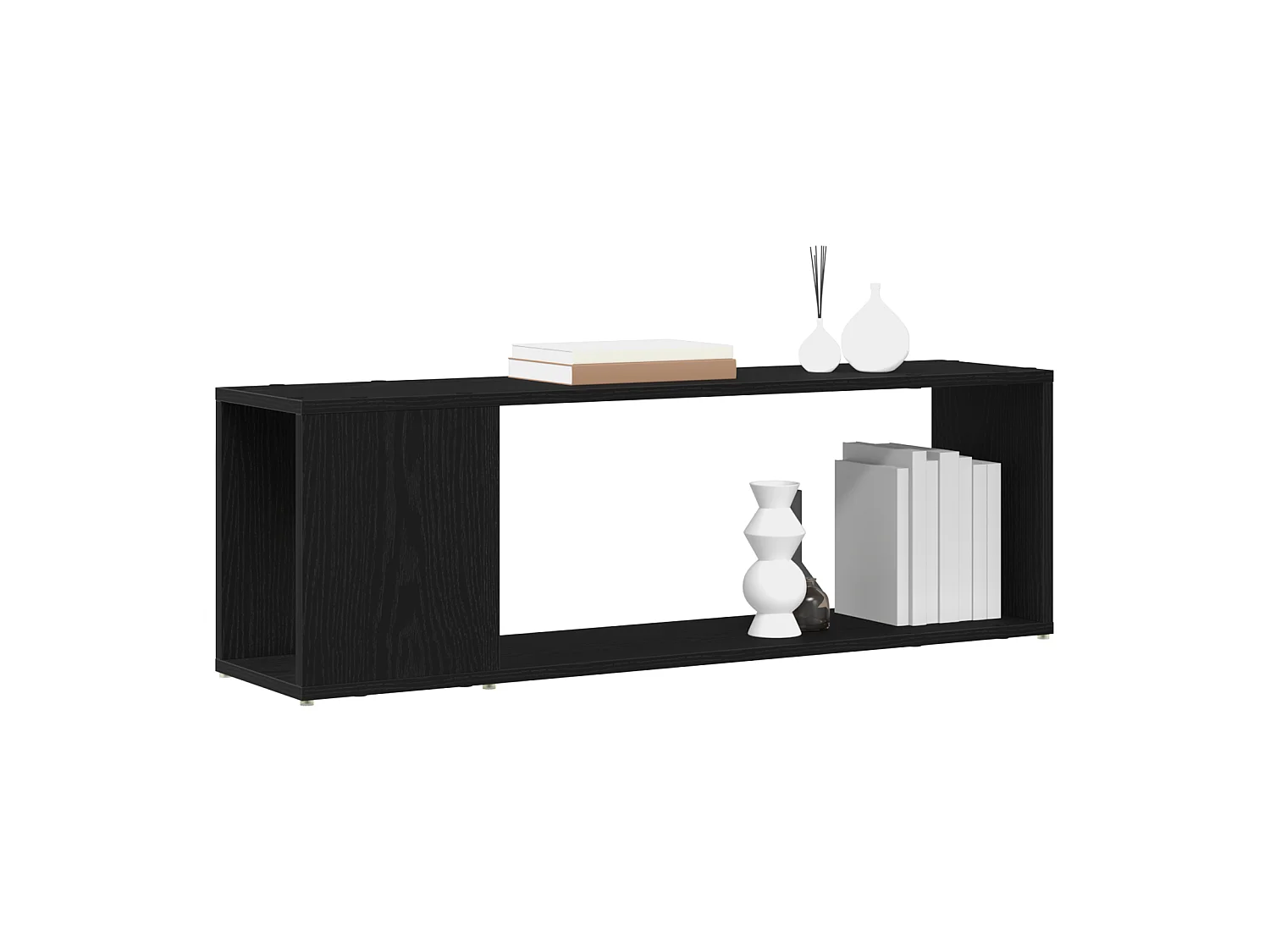 Zwarte eikenhouten boekenkast, 100x24x32 cm, bewerkt hout