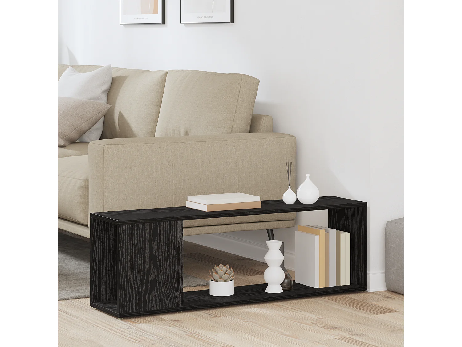 Bibliothèque noire en chêne, 100x24x32 cm, en bois d'ingénierie