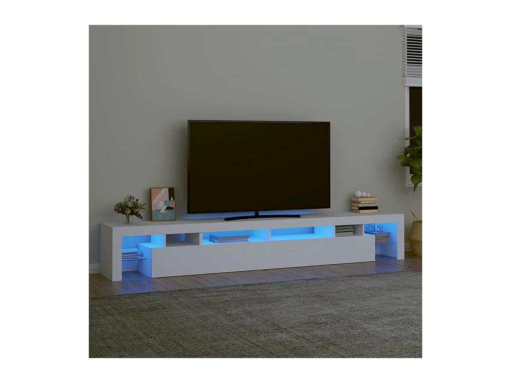 Meuble TV avec lumières LED Blanc 260x36,5x40 cm