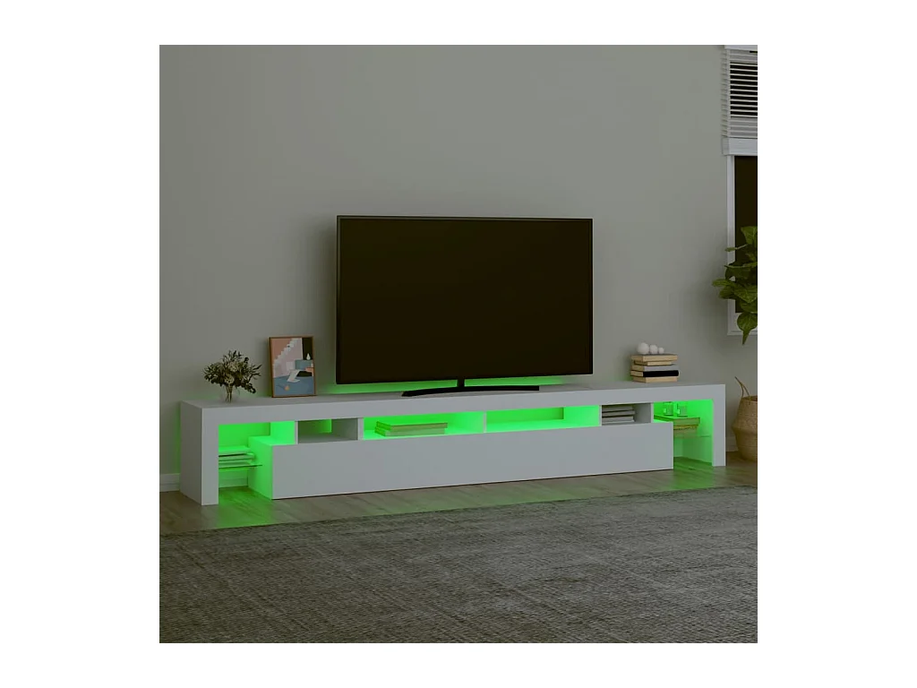 Meuble TV avec lumières LED Blanc 260x36,5x40 cm