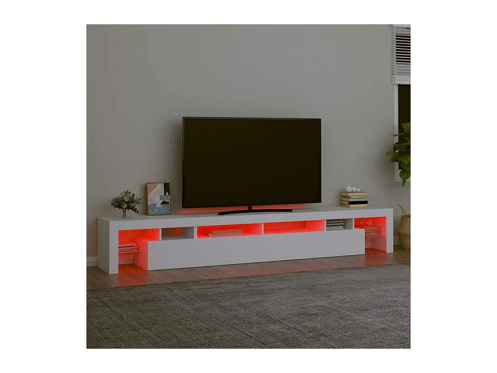 Meuble TV avec lumières LED Blanc 260x36,5x40 cm