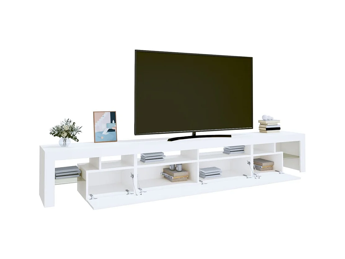 Meuble TV avec lumières LED Blanc 260x36,5x40 cm