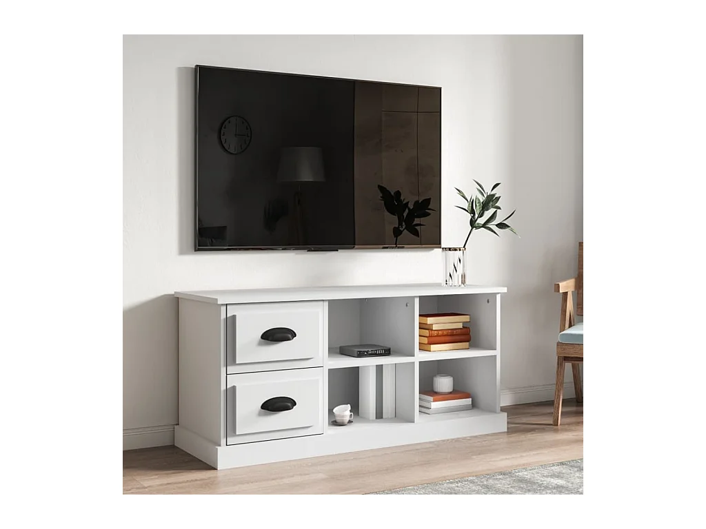 Meuble TV blanc 102x35,5x47,5 cm bois d'ingénierie