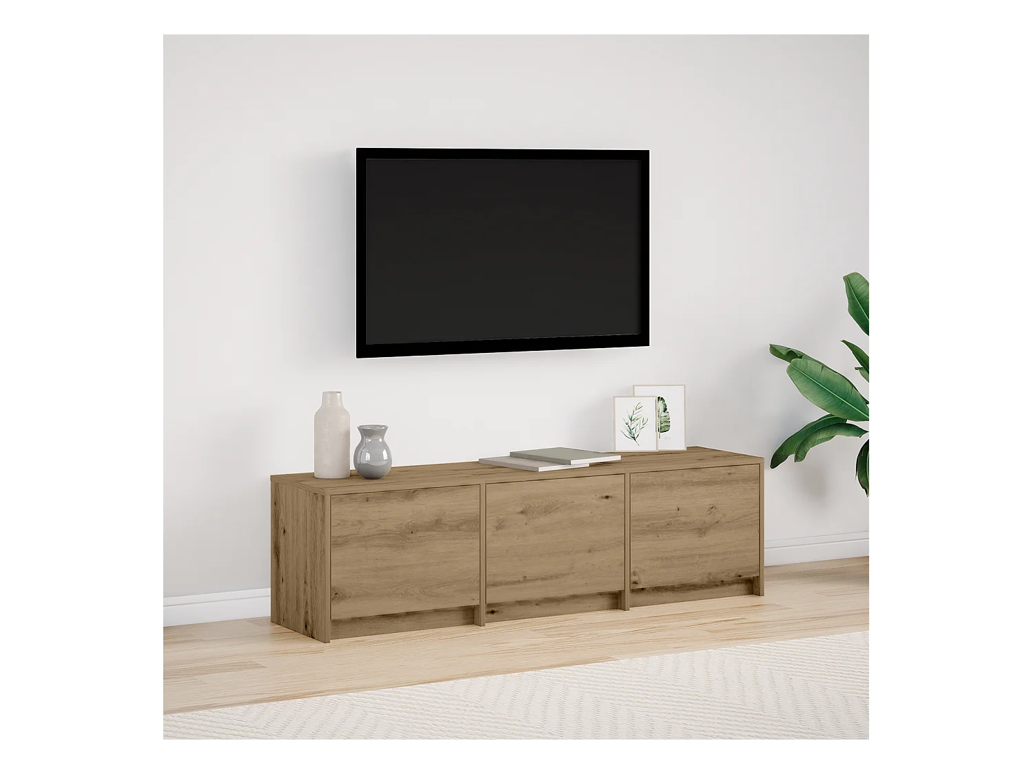 Meuble TV avec LED Chêne artisanal 140x34x40 cm Bois d'ingénierie