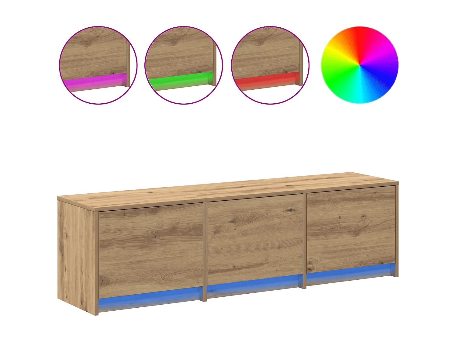 Mueble de TV con LED Roble artesanal 140x34x40 cm Madera de ingeniería